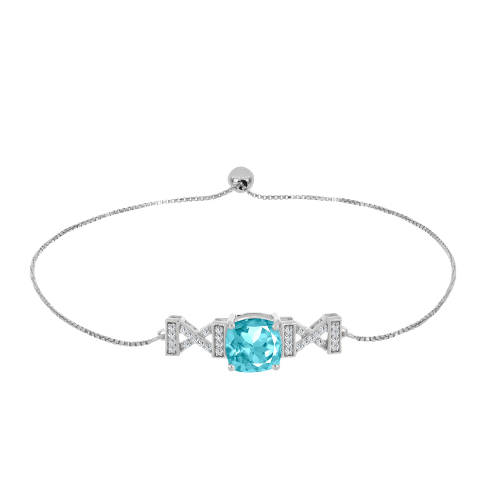 Silberarmband mit Paraiba Quarz und weißem Topas 1 