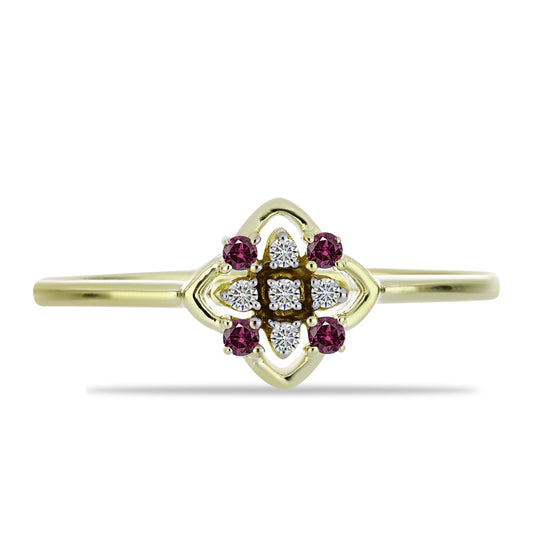 Goldplattierter Silberring mit lila Diamant und weißem Diamant