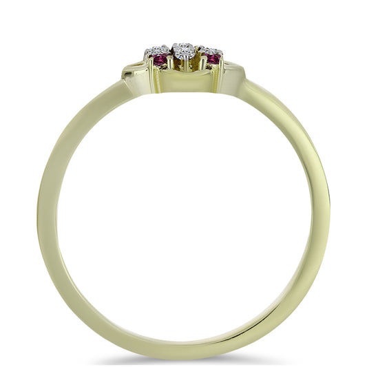 Goldplattierter Silberring mit lila Diamant und weißem Diamant
