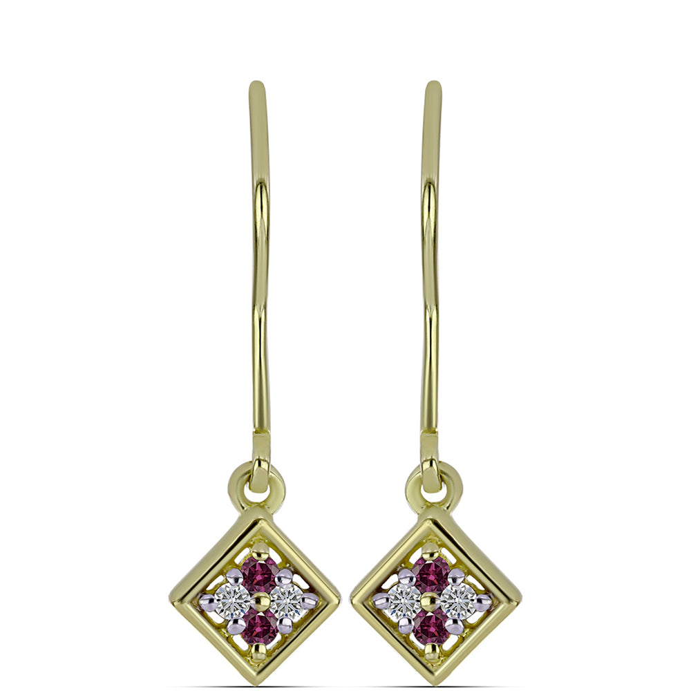 Goldplattierte Silberohrringe mit lila Diamant und weißem Diamant