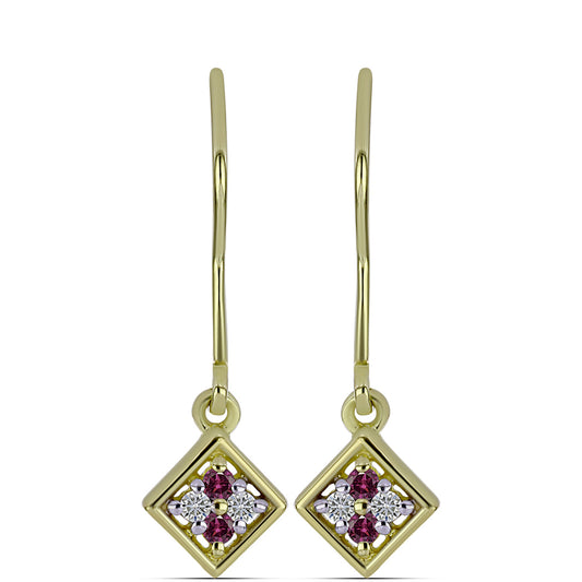 Goldplattierte Silberohrringe mit lila Diamant und weißem Diamant