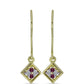 Goldplattierte Silberohrringe mit lila Diamant und weißem Diamant