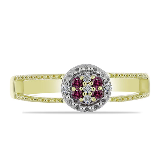 Goldplattierter Silberring mit lila Diamant und weißem Diamant