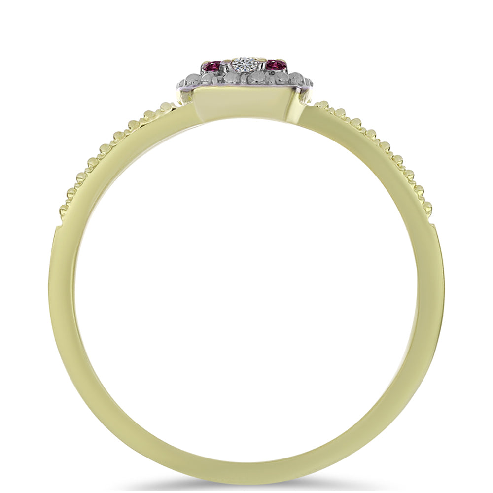 Goldplattierter Silberring mit lila Diamant und weißem Diamant 2 