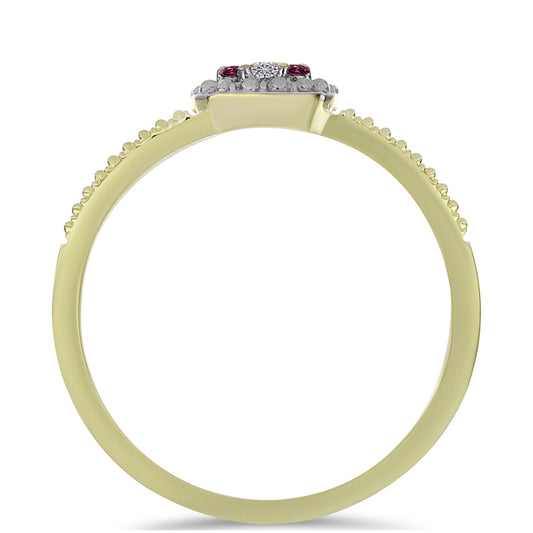 Goldplattierter Silberring mit lila Diamant und weißem Diamant