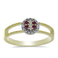 Goldplattierter Silberring mit lila Diamant und weißem Diamant