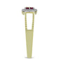 Goldplattierter Silberring mit lila Diamant und weißem Diamant