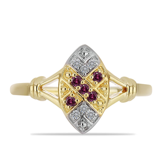 Goldplattierter Silberring mit lila Diamant und weißem Diamant