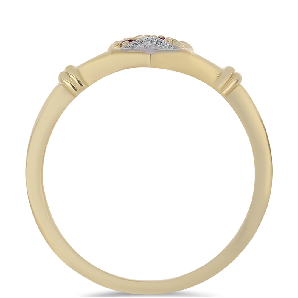 Goldplattierter Silberring mit lila Diamant und weißem Diamant 2 