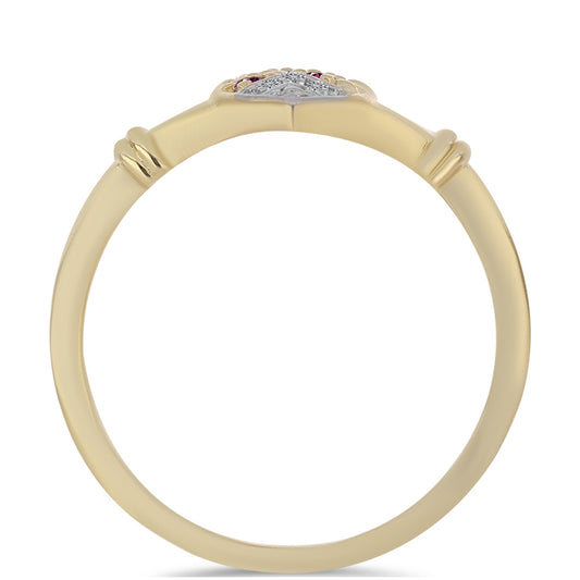 Goldplattierter Silberring mit lila Diamant und weißem Diamant