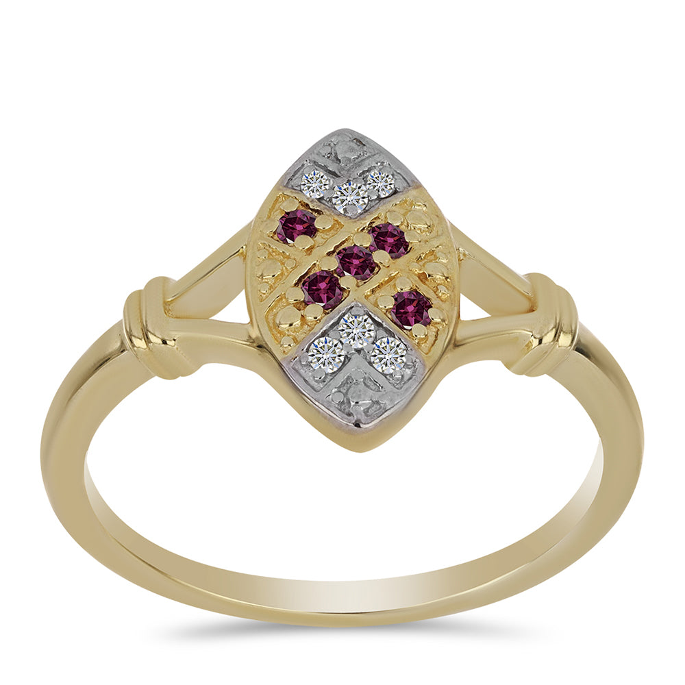 Goldplattierter Silberring mit lila Diamant und weißem Diamant 3 
