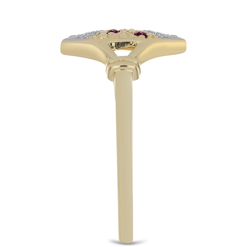 Goldplattierter Silberring mit lila Diamant und weißem Diamant 4 