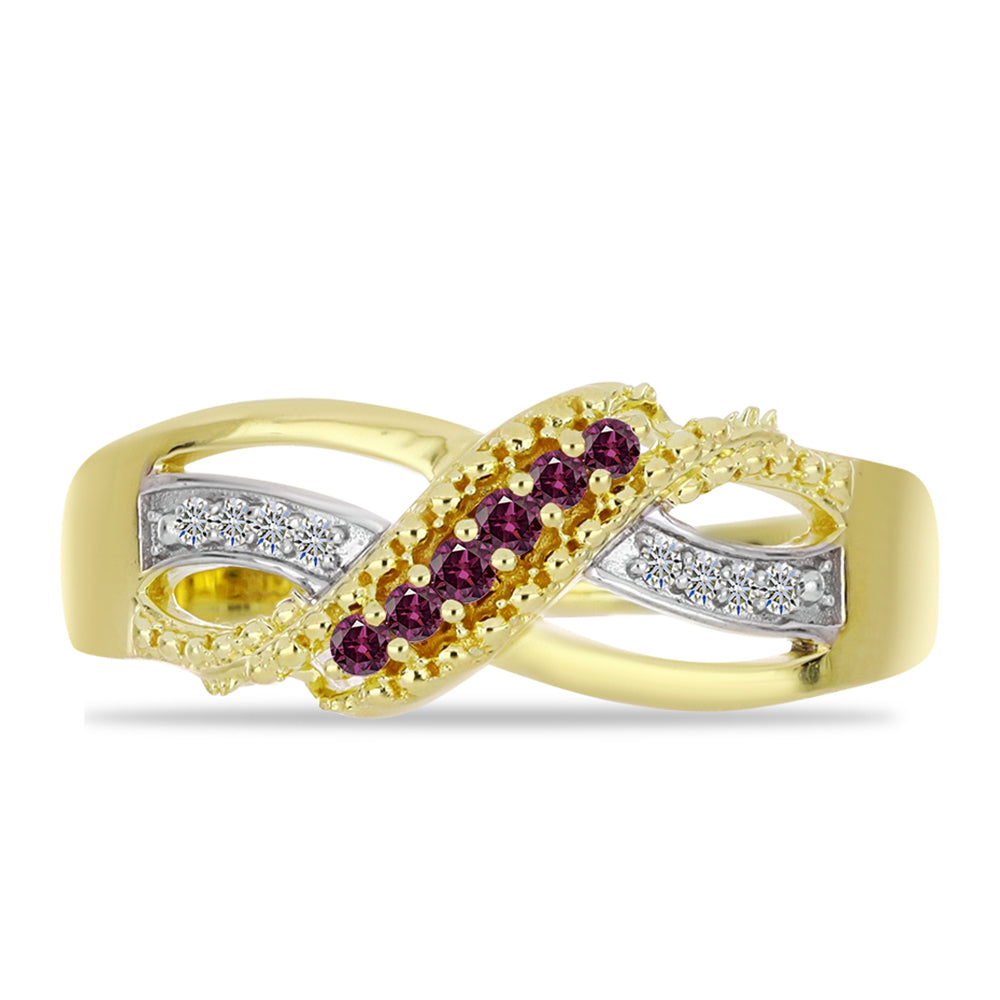 Goldplattierter Silberring mit lila Diamant 1 