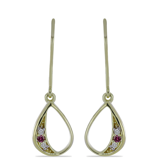 Goldplattierte Silberohrringe mit lila Diamant und weißem Diamant