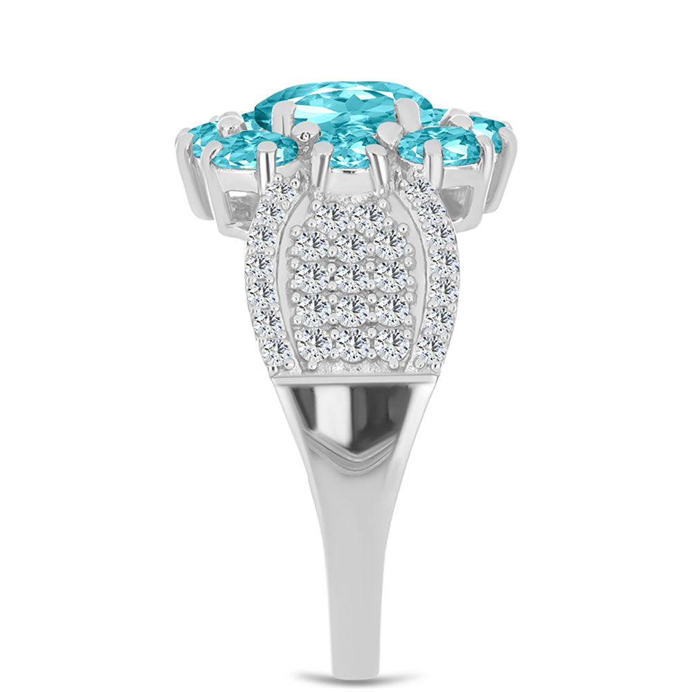 Silberring mit Paraiba Quarz und weißem Topas 4 
