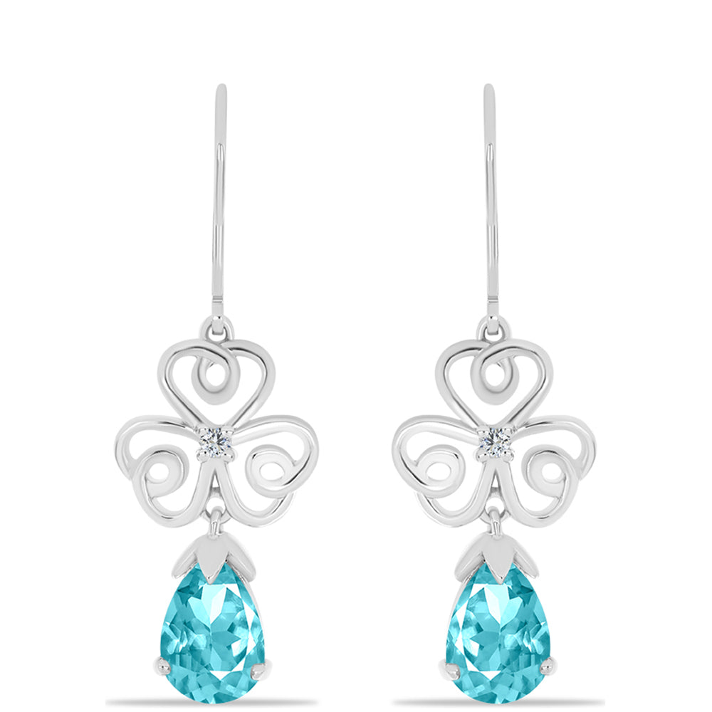 Silberohrringe mit Paraiba Quarz und weißem Topas 1 