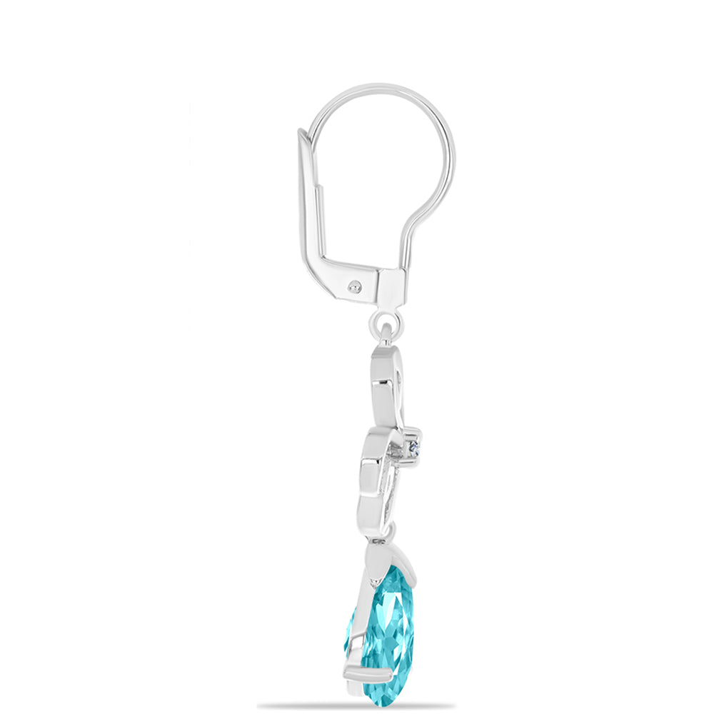 Silberohrringe mit Paraiba Quarz und weißem Topas 2 