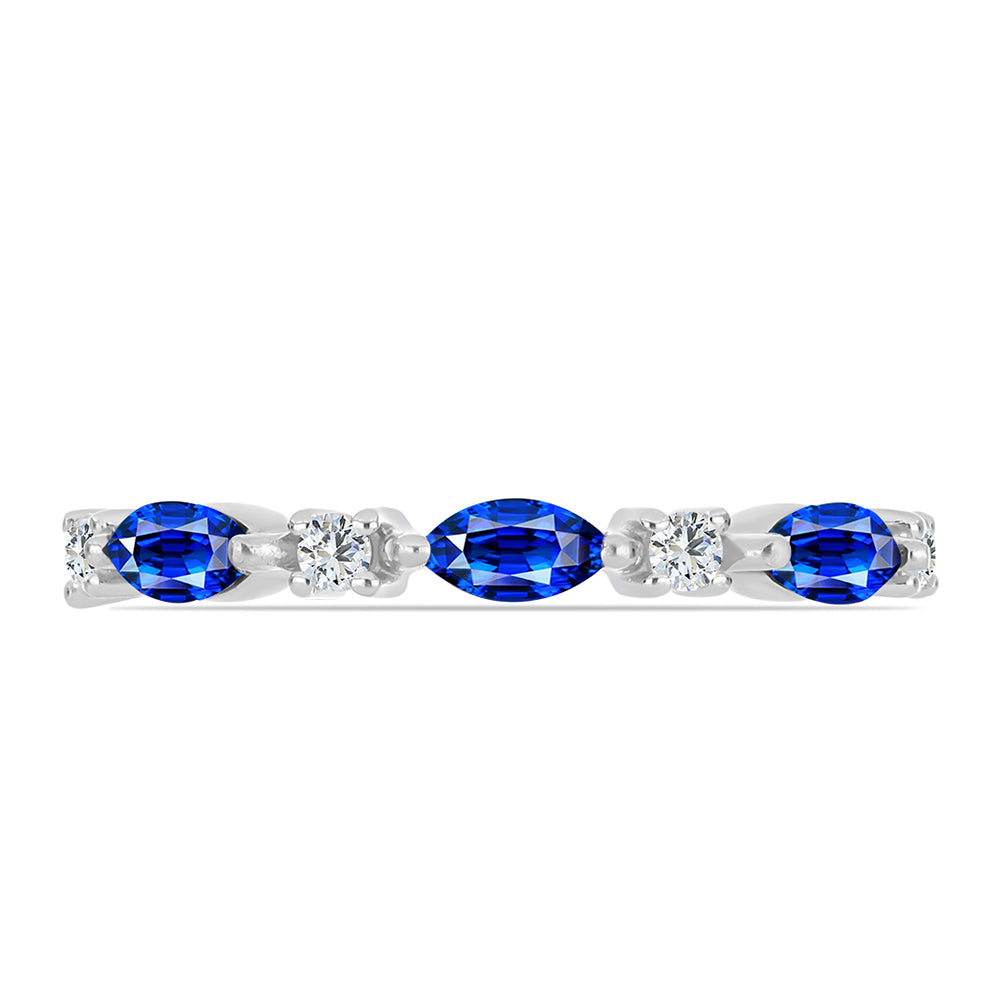Silberring mit australischem blauem Saphir und weißem Topas 2 
