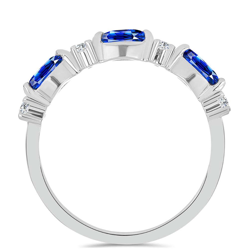 Silberring mit australischem blauem Saphir und weißem Topas 3 
