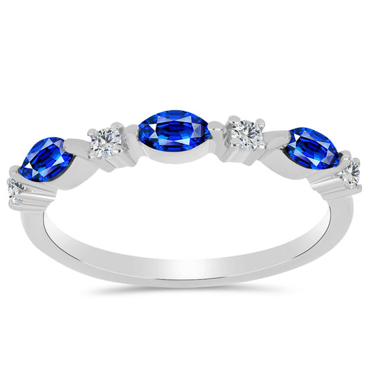 Silberring mit australischem blauem Saphir und weißem Topas