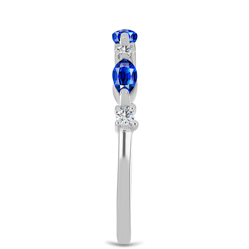 Silberring mit australischem blauem Saphir und weißem Topas 4 