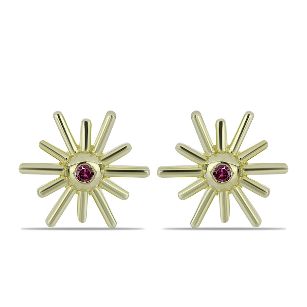 Goldplattierte Silberohrringe mit lila Diamant 1 