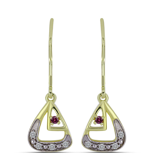 Goldplattierte Silberohrringe mit lila Diamant und weißem Diamant