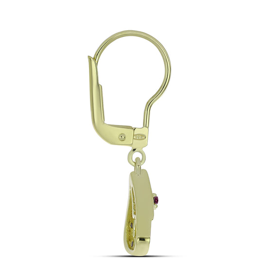 Goldplattierte Silberohrringe mit lila Diamant und weißem Diamant