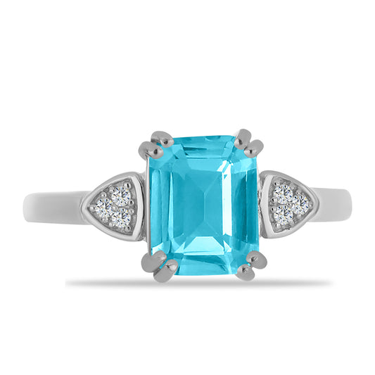 Silberring mit Paraiba Quarz und weißem Topas