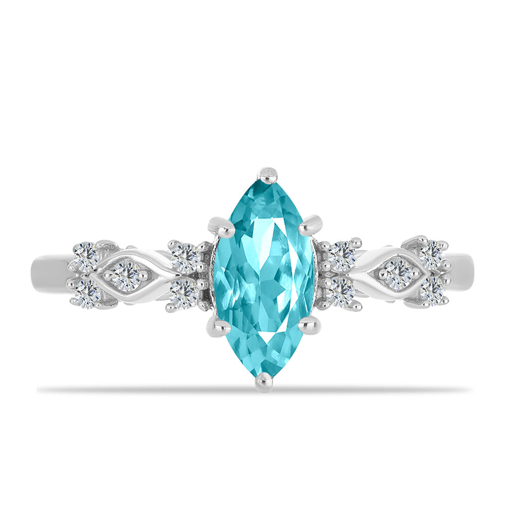 Silberring mit Paraiba Quarz und weißem Topas