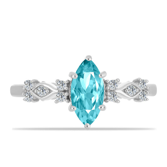 Silberring mit Paraiba Quarz und weißem Topas