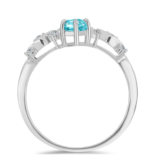 Silberring mit Paraiba Quarz und weißem Topas