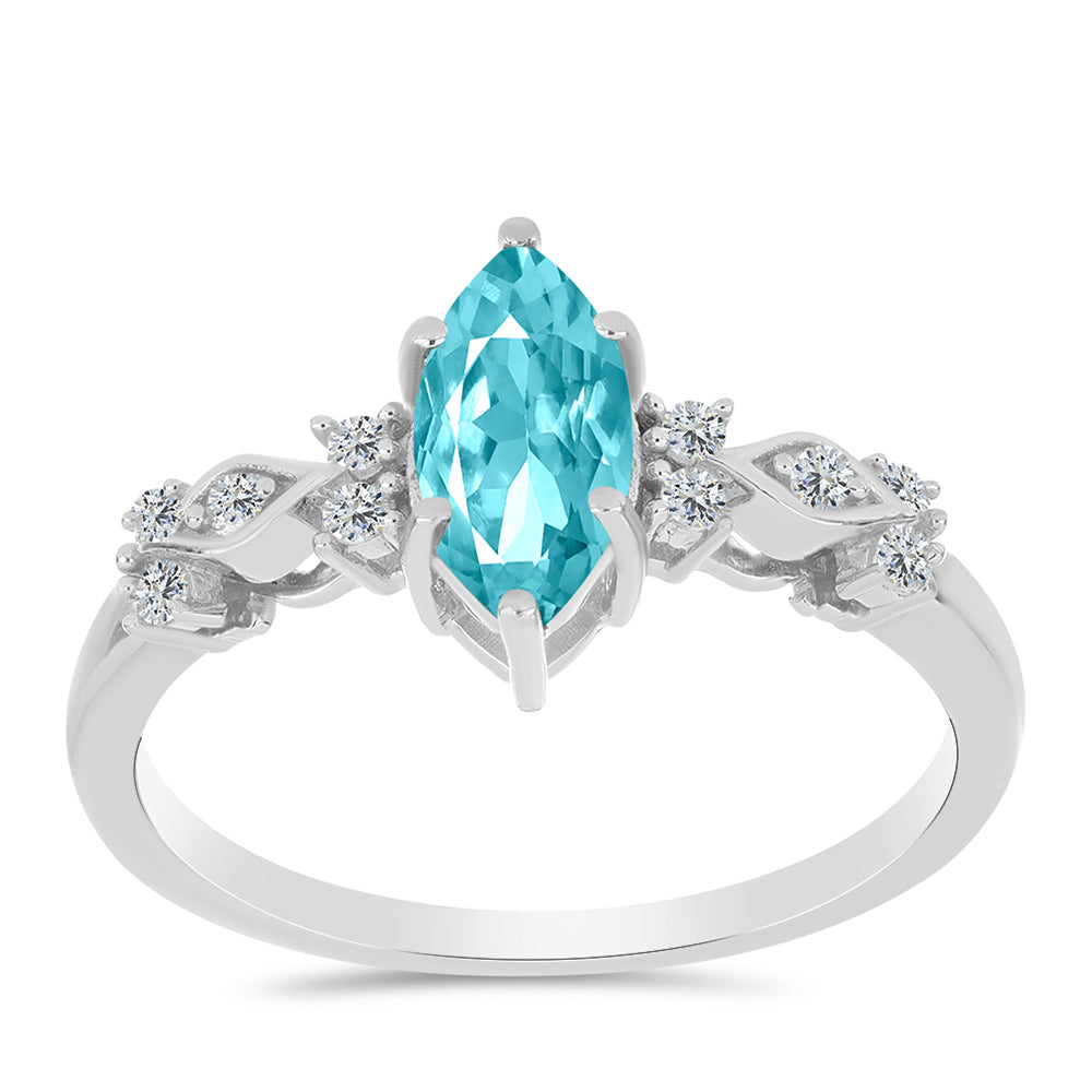 Silberring mit Paraiba Quarz und weißem Topas 3 