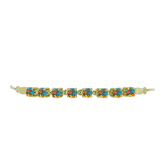Goldplattiertes Silberarmband mit Austerntürkis