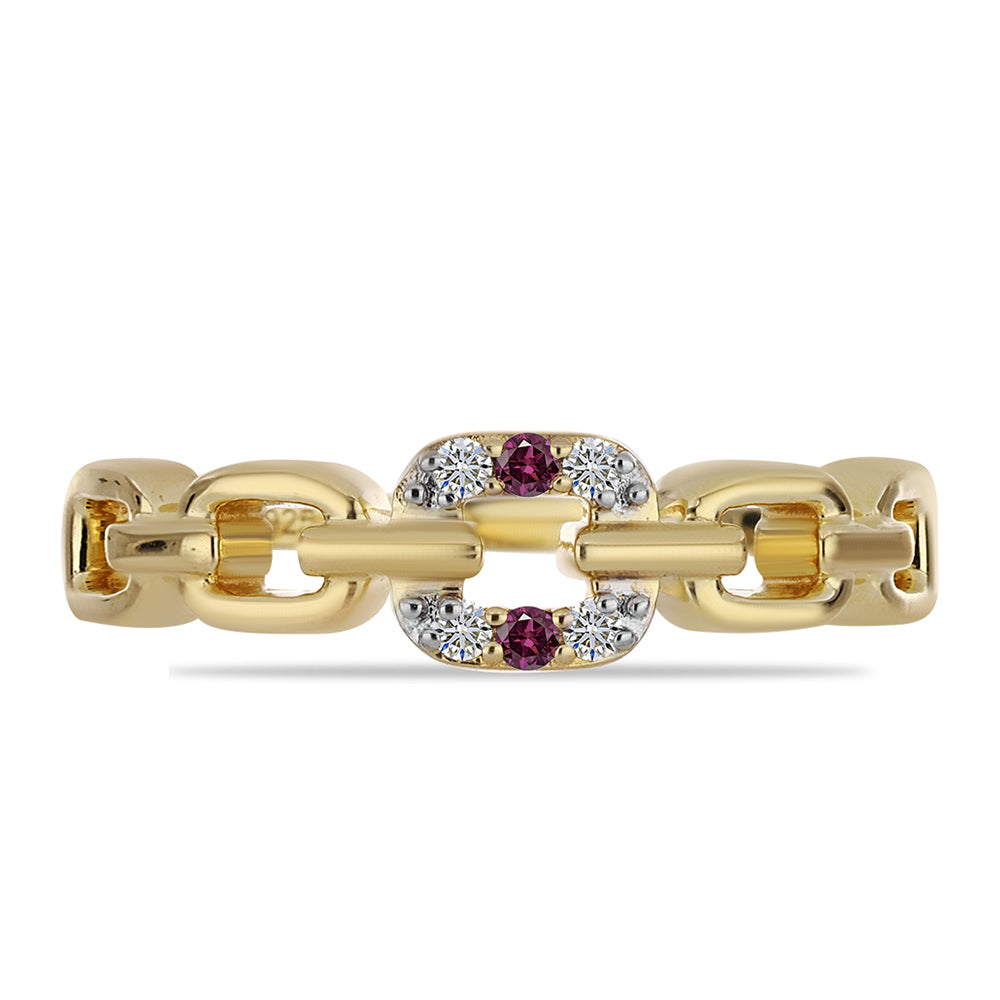 Goldplattierter Silberring mit lila Diamant und weißem Diamant 1 