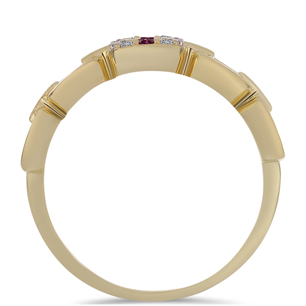Goldplattierter Silberring mit lila Diamant und weißem Diamant 2 
