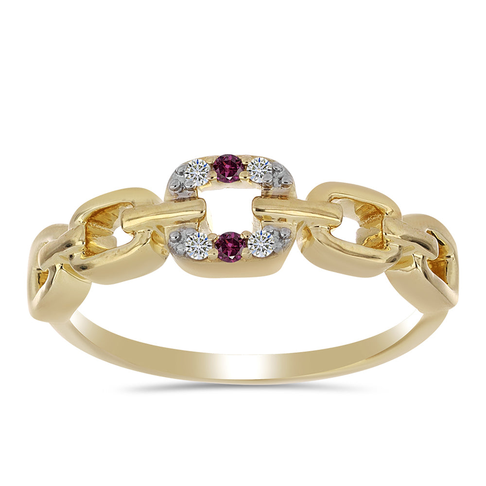 Goldplattierter Silberring mit lila Diamant und weißem Diamant