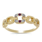 Goldplattierter Silberring mit lila Diamant und weißem Diamant