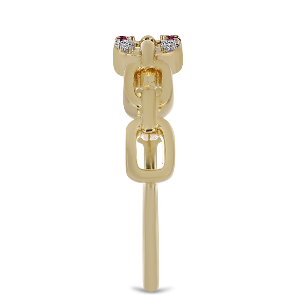 Goldplattierter Silberring mit lila Diamant und weißem Diamant 4 