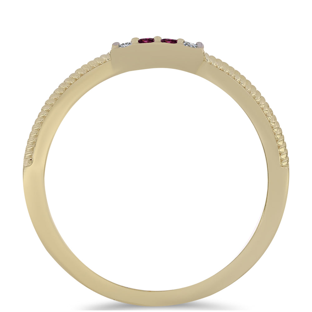 Goldplattierter Silberring mit lila Diamant und weißem Diamant