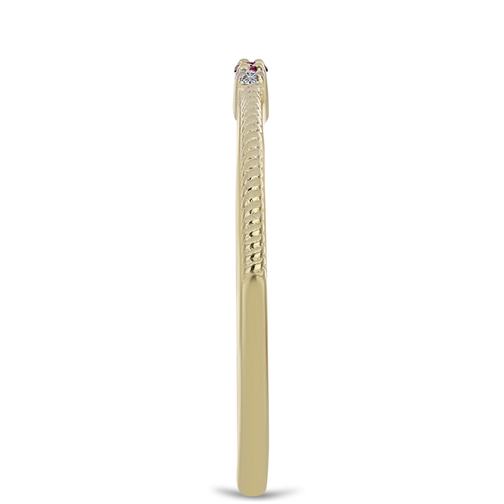 Goldplattierter Silberring mit lila Diamant und weißem Diamant