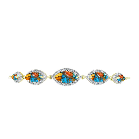 Goldplattiertes Silberarmband mit Austerntürkis und weißem Topas