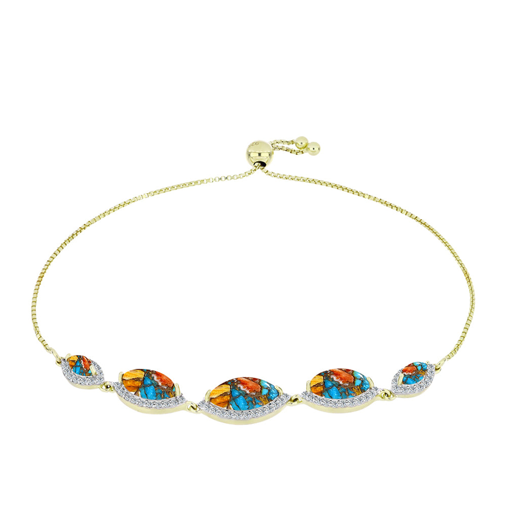 Goldplattiertes Silberarmband mit Austerntürkis und weißem Topas 1 