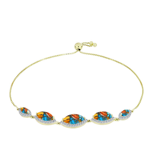 Goldplattiertes Silberarmband mit Austerntürkis und weißem Topas