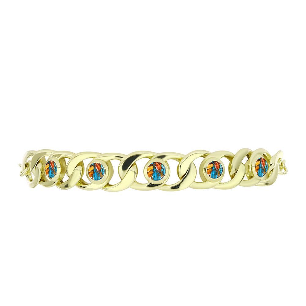 Goldplattiertes Silberarmband mit Austerntürkis