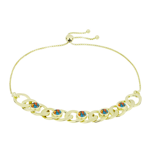 Goldplattiertes Silberarmband mit Austerntürkis