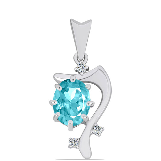 Silberanhänger mit Paraiba Quarz und weißem Topas