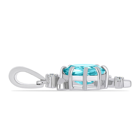 Silberanhänger mit Paraiba Quarz und weißem Topas