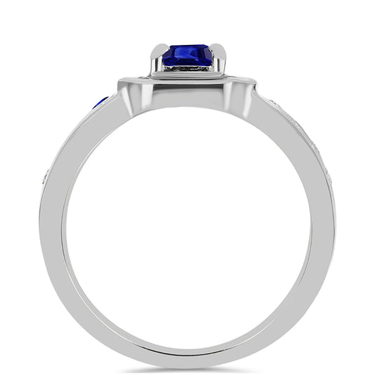 Silberring mit australischem blauem Saphir und weißem Topas