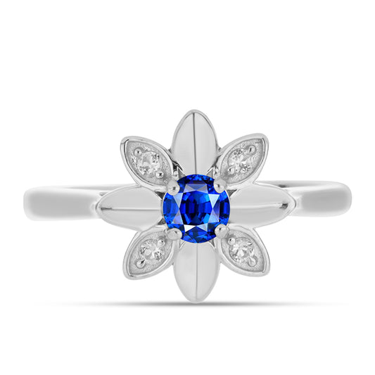 Silberring mit australischem blauem Saphir und weißem Topas